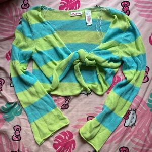 Y2K Striped Cardigan
